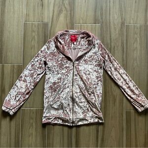 GUESS Vintage Y2K Pink Velour Track Suit Jacket Size S Velvet Gym Guess Jeans
